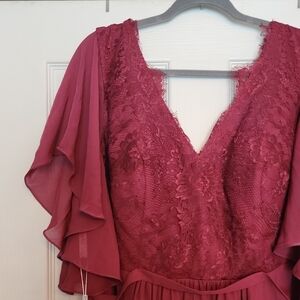 Elegant Lace Burgundy Dress